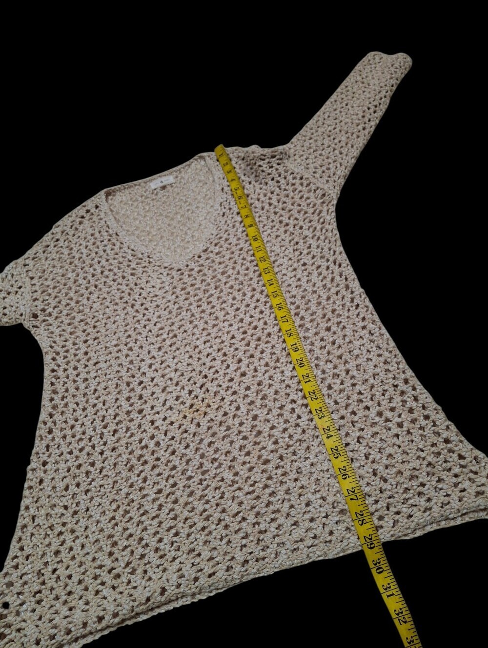 Lou & Grey Crochet Long Sleeve Open Knit Beige Tunic Cover-Up   Women Size Small - Picture 15 of 16